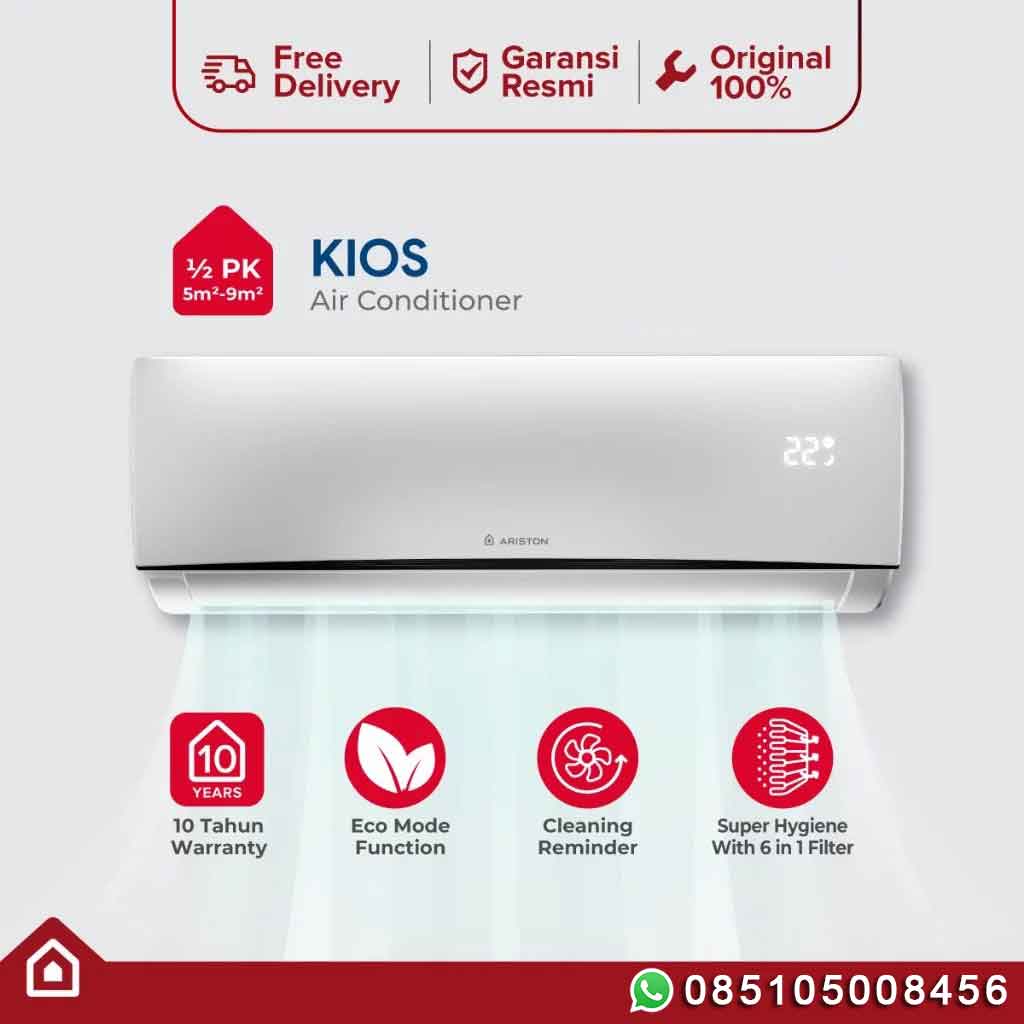 AC Split Ariston 1/2 PK Standar R32 KIOS 5 AC kualitas Italia