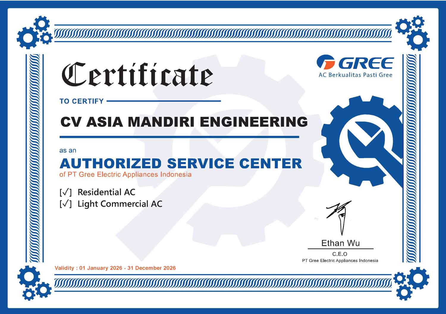 AC Gree dan AC FLiFE Authorized Service Center Kota Malang Batu Jawa Timur